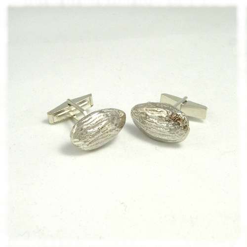 Silver almond cufflinks